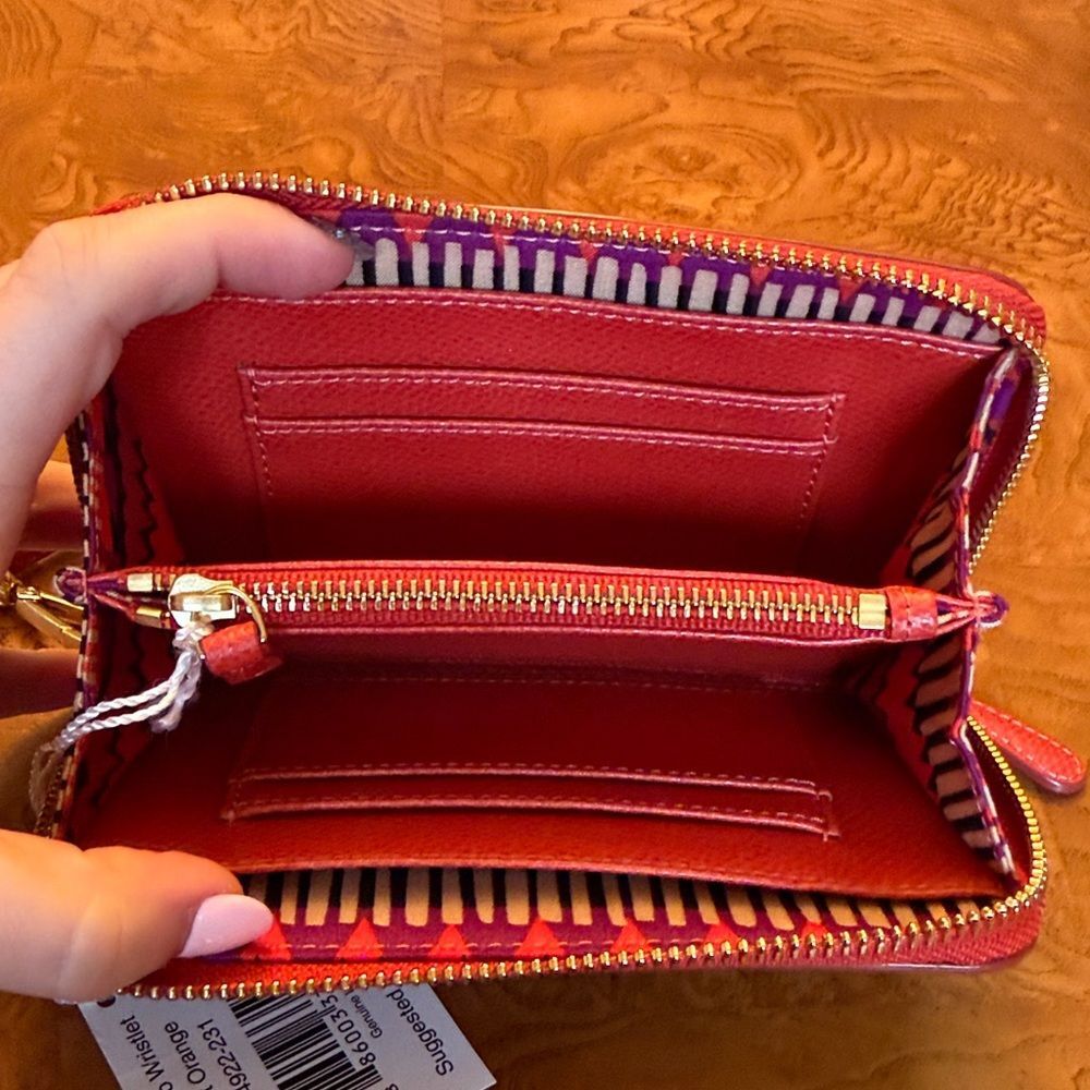 Vera Bradley Burnt Orange Leather Grab and Go Wristlet with Dustbag - Picture 7 of 11